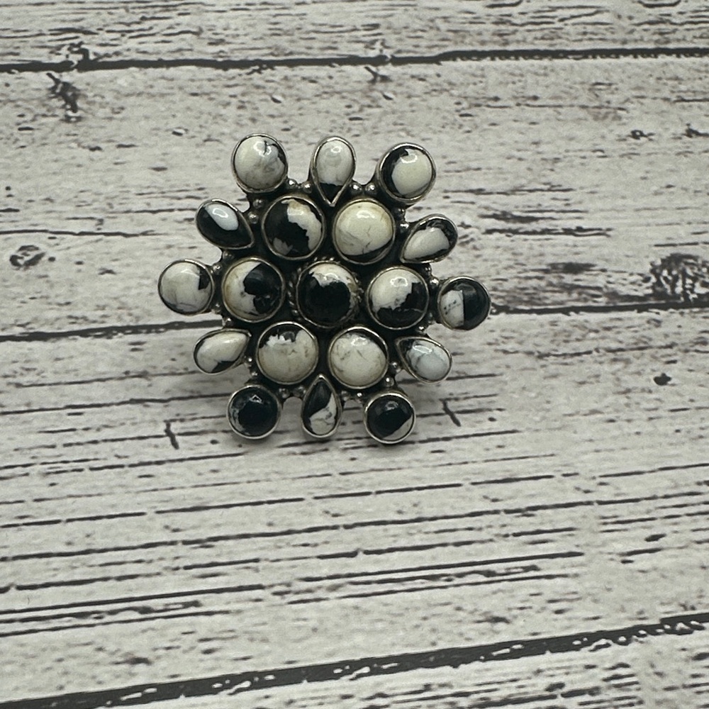 White Buffalo Cluster Statement Ring 925